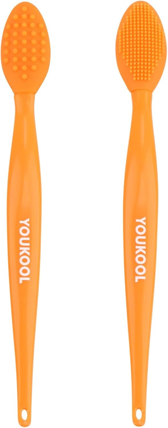 Pore Cleansing Silicone Facial Brush | Face Scrubber & Massager for Blackhead & Whitehead Removal, Sebum Reduction, Gentle Exfoliation & Clearer Skin | Suitable for All Skin Types,Orange,2pc