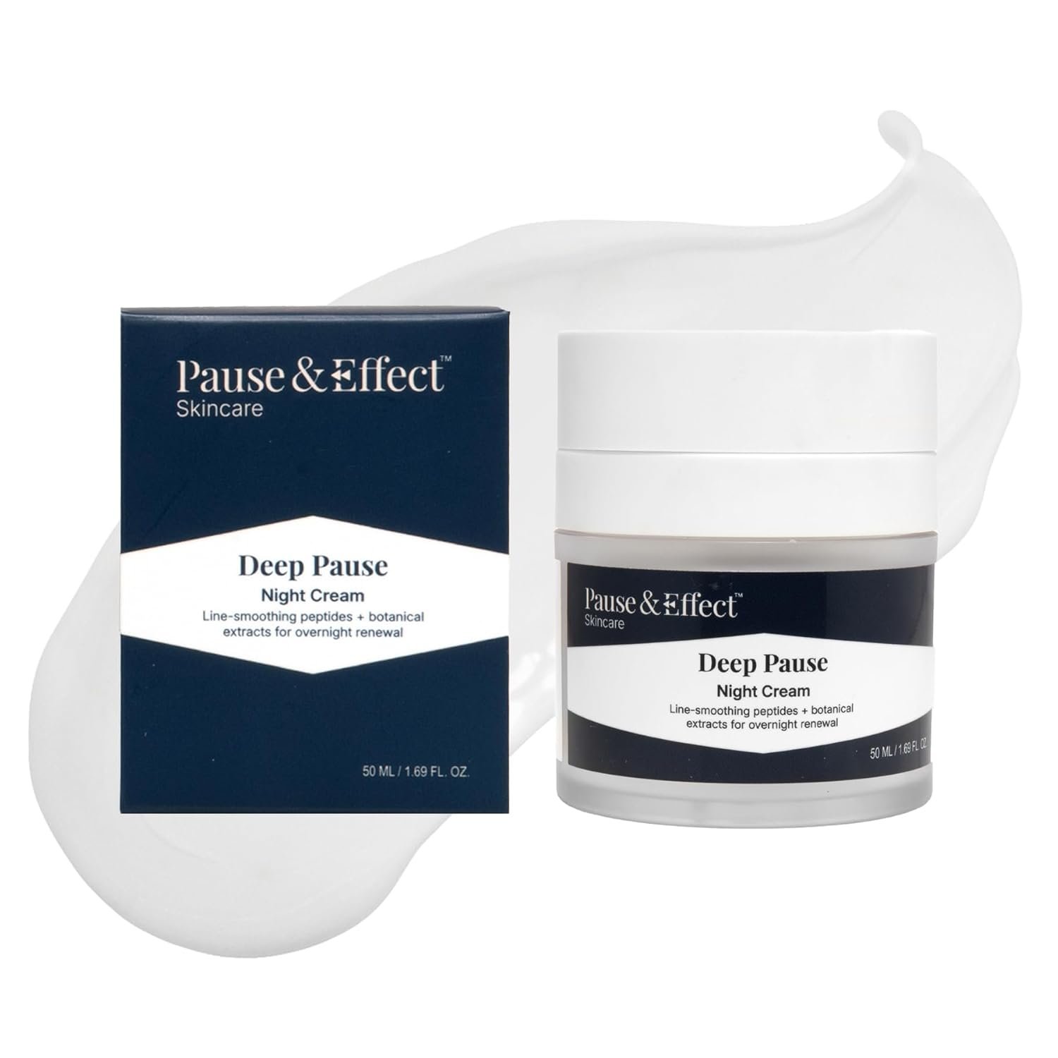 Pause & Effect Night Cream for Menopausal Skin, Peptide and Hyaluronic Acid Moisturizer with Wild Yam, Deep Hydration and Overnight Repair for Firmness and Renewal