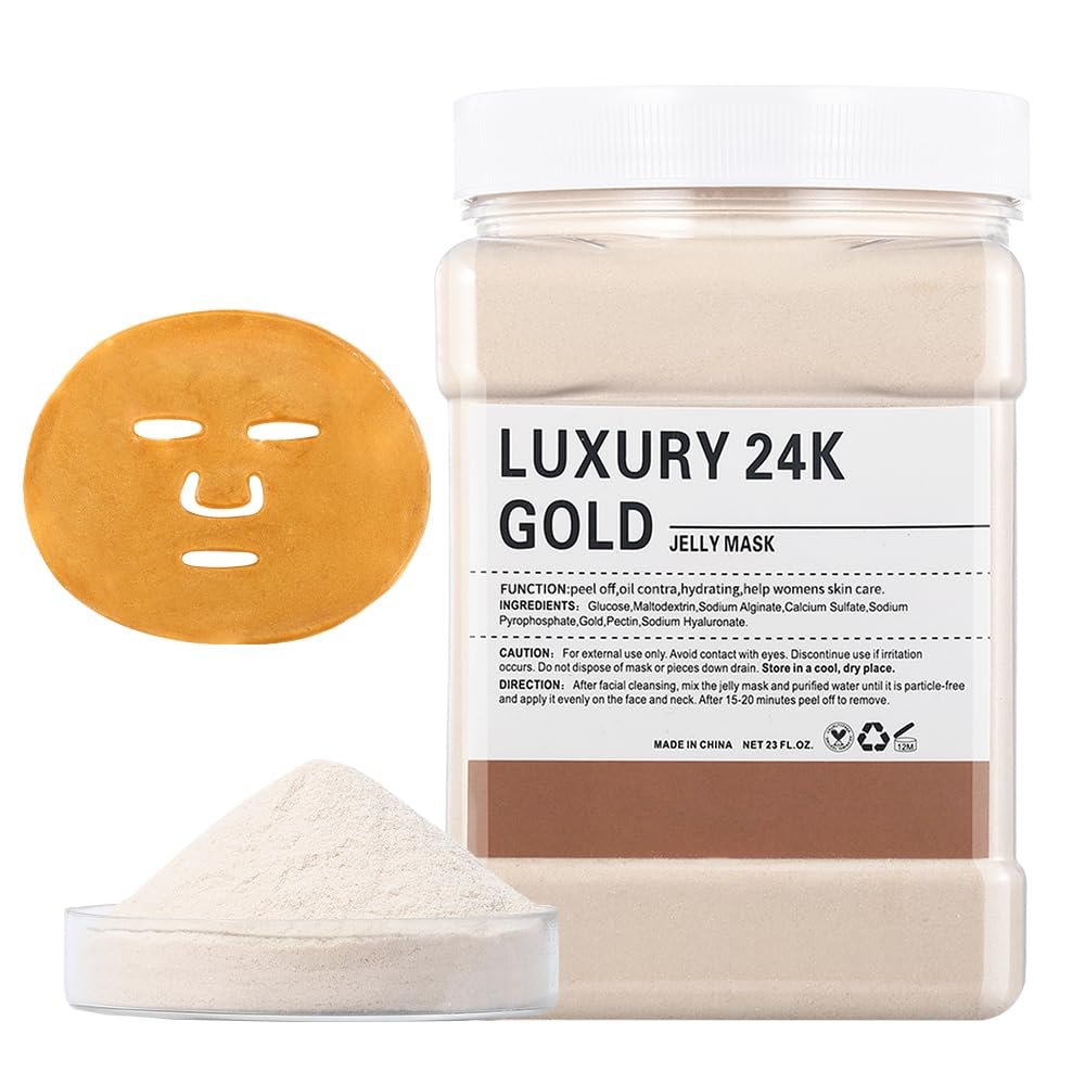 Jelly Masks for Facials Professional,Jelly Face Mask Skincare Hydrating,Jelly Masks Powder for Face Moisturizing,Smoothing,Deep Cleaning,Oil Contral,for All the Skin 23 Fl Oz(24K Gold)