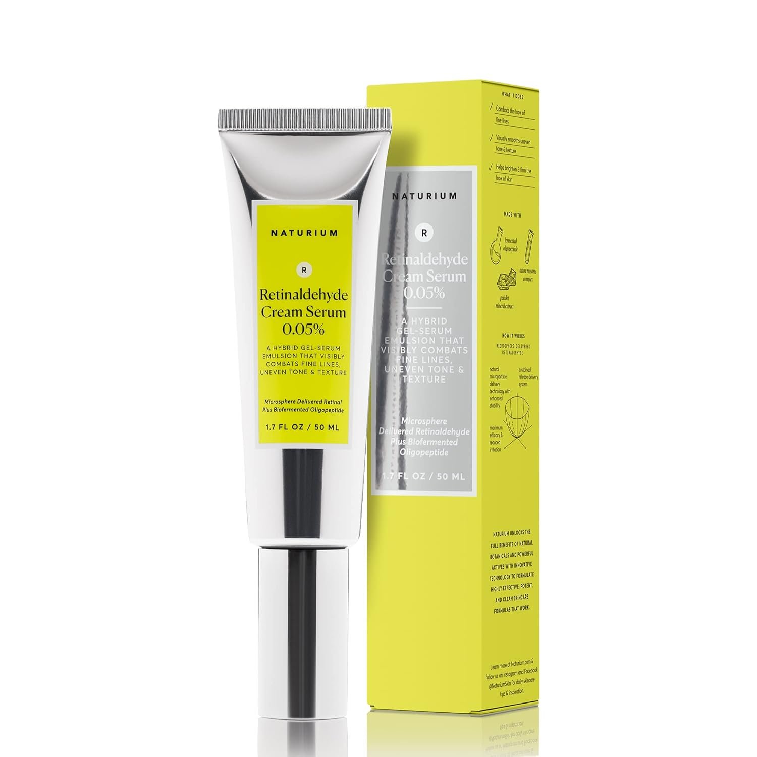 Naturium Retinaldehyde Cream Serum 0.05%, Advanced Anti-Aging & Smoothing Face & Skin Care, 1.7 oz