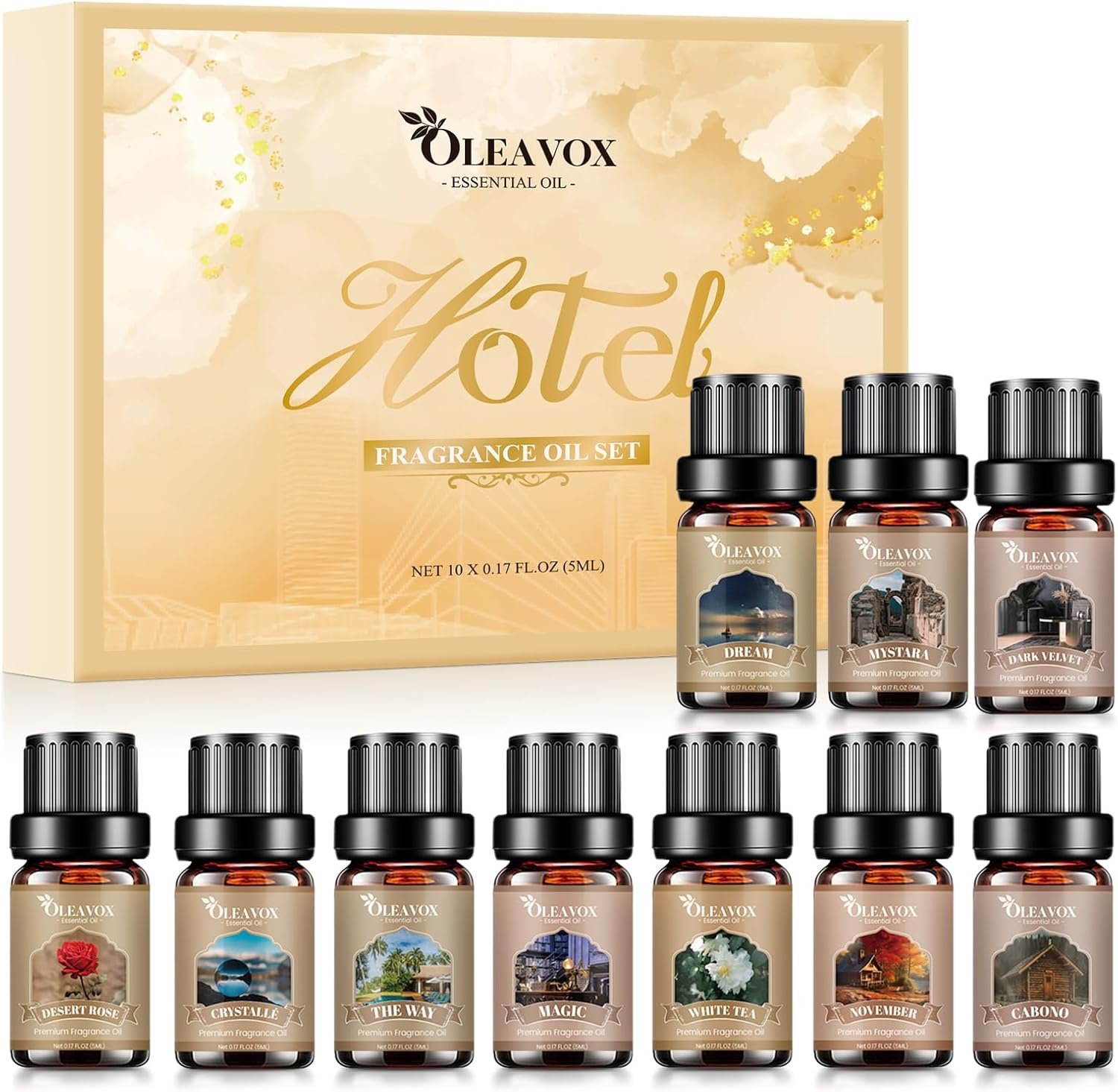 Hotel Diffuser Oils Gift Set, Luxury Fragrance Oil Blend, Hotel Essential Oils for Diffusers for Home, Candle & Soap Making Scents, More 10x5ml Scented Oil, Aromatherapy Oils Kit