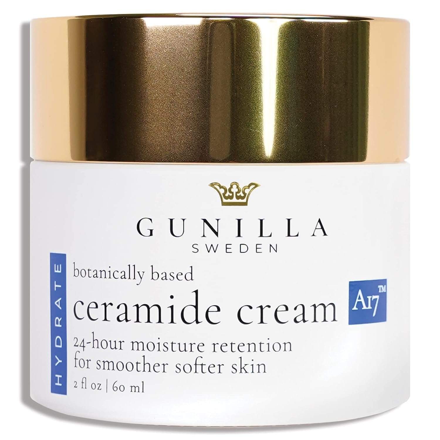 GUNILLA Ceramide Cream A17 – Spa-Grade Moisturizer with 17 Plant-Based Actives. For All Skin Types, Especially Dry or Sensitive. Fragrance-Free. Vegan. (2 oz)